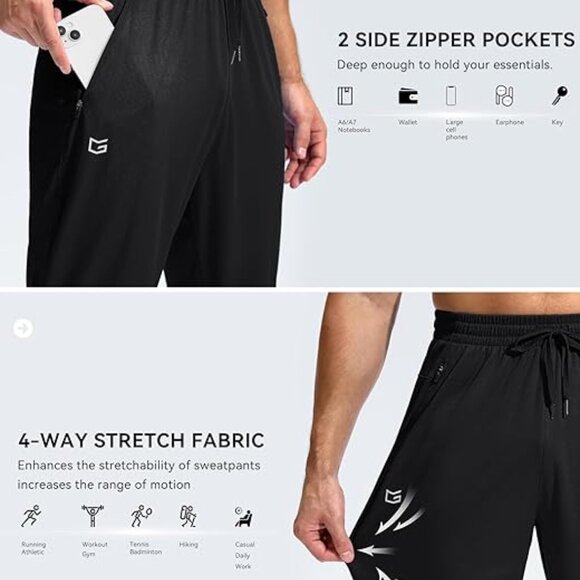 G Gradual Men's Sweatpants Zipper Pockets Lightweight Mesh Athletic Pants XXL - Picture 3 of 11